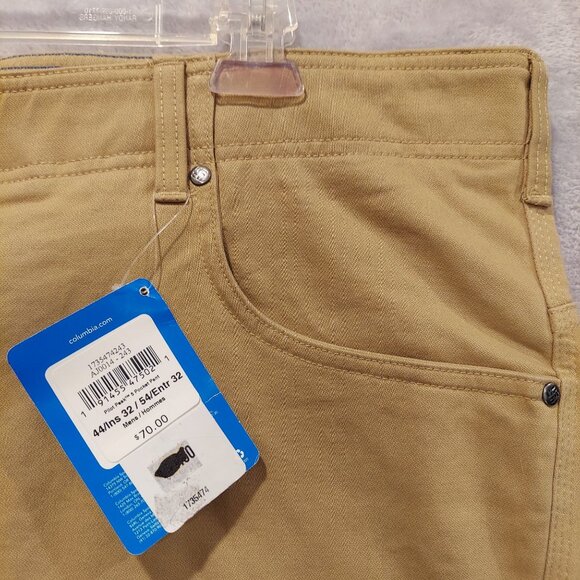 NWT Columbia pants Mens 44x32 Tan back zip pockets Slim stretch business casual - Picture 7 of 15
